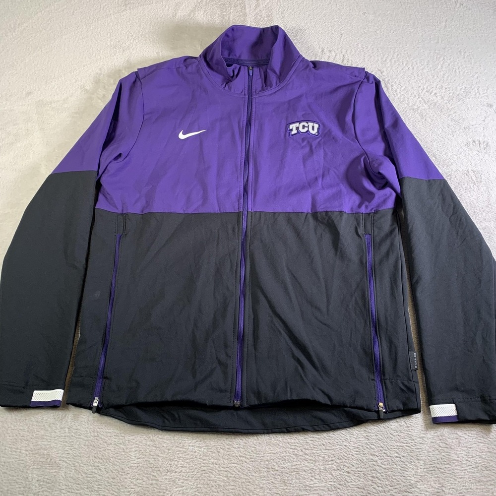 TCU Horned Frogs Jacket Mens Medium Purple Black On Field Football Nike Full Zip